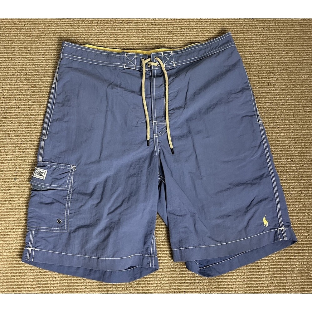 Polo By Ralph Lauren Mens Trunks M Blue Swim Cargo‎ Shorts Mesh Lined